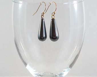 Hematite Earrings Gray Hematite Gemstone Earrings Hematite Gold Gemstone Earrings Hematite Drop Earrings Hematite Dangle Earrings