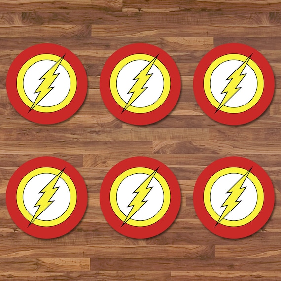 The Flash Cupcake Toppers Flash Stickers Red Yellow Logo the-flash-cupcake-toppers-flash-stickers-red-yellow-logo