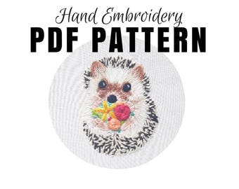 Digital Hand Embroidery Pattern: Hedgehog - Thread Painting Design - Digital Download PDF - Modern Embroidery - DIY Embroidery Hoop Art