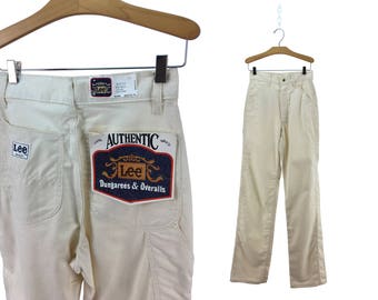 Vintage 70s LEE NOS Straight-Leg High-Waist Pants - Creme with Black Flecks Size 26 x 34 // NWT // Deadstock // 1970s // 26 Waist 31 Inseam