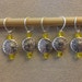 Set of 5 stitch markers - Silver plated Sun and yellow glass seed beads