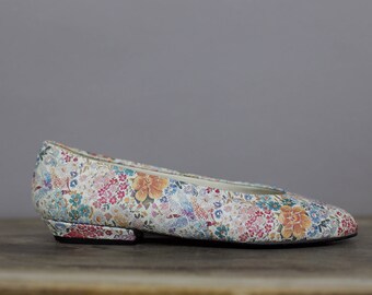 80s WOODWARD FLORAL LEATHER flats size 7 1/2b