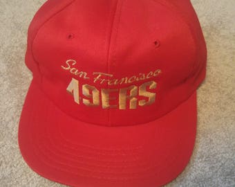 True Vintage San Fransisco 49ers Snap Back Hat 1980s NFL Red and Gold