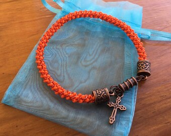 Leukemia Awareness Bracelet w/Cross Charm