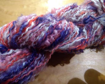 Pink and purple mixed fiber Mohair locks art yarn
