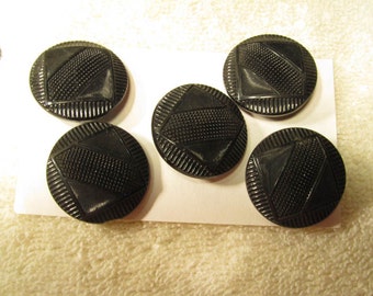 Reduced art nouveau black glass buttons