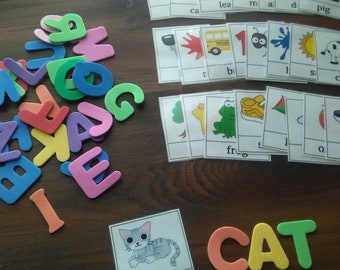 CVC Spelling Cards, Busy Bag Activity/Game, Preschool, Kindergarten, Easy Spelling Words, Quiet Time Activity, Educational, Montessori,Cards