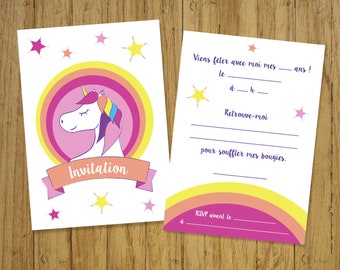 Invitation card birthday pre-filled Unicorn