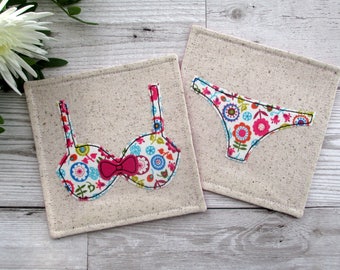 Party Coasters, Fabric Coasters, Party Decorations, Bikini Coasters, Bar Coasters, Drink Coasters, Gift For Her, Birthday Gift