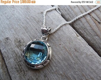 ON SALE Sky blue topaz necklace handmade in sterling silver
