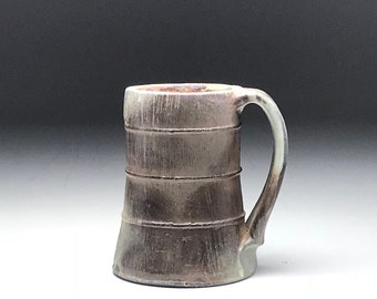 Hand thrown mug, Wheel thrown pottery, Woodfired rustic mug, Large coffee cup, Tall beer stein, handmade mug, ceramic mug, large pottery mug
