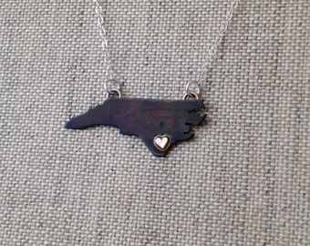 Small North Carolina - state necklace
