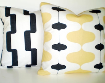 SALE Yellow Gray Pillow Covers Decorative Throw Pillow Cushions Grey Saffron Yellow Ivon Rhyme Couch Bed Sofa Pillow Combo Set Various Sizes