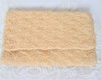 Vintage Ivory Envelope Clutch Purse Evening Bag Japan