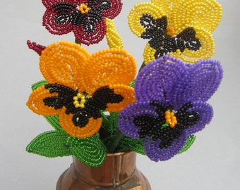 Pansy - French Beaded Flower