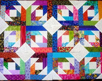 12 BRIGHT STARS Quilt Top Fabric Blocks Squares