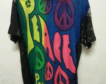 RARE!! Vintage Acid Wash Peace English Indie Rock Band Worcester