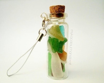 Colorful Seaglass Pieces in Tiny Bottle