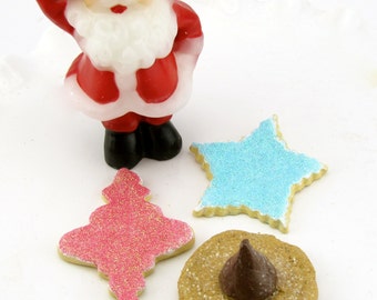 Fake Christmas Cookies Set of 3~ Two Faux Sugar Cookies, 1 Faux Peanut Butter Kiss Cookie~Can Be Ornaments 12 Legs Original Design