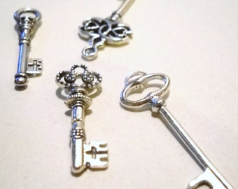 Skeleton Key Charms Key Pendants Antiqued Silver Key Charms Assorted Charms Wholesale Keys Wedding Keys Bulk Skeleton Keys 40pcs