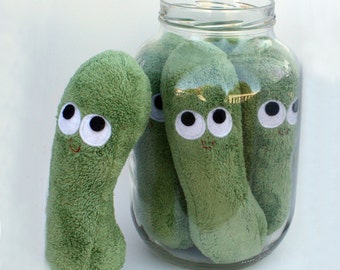 Plush Pickle - Plush Food - Dill Pickle - Pickle Rick - One Pickle - Play Food - Pretend Play - Anthropomorphic - Stuffed Toy - Fun Gift