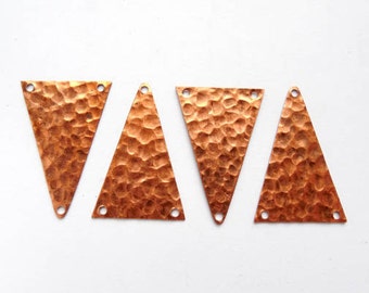 3 Hammered Copper Triangle Connectors 1-39