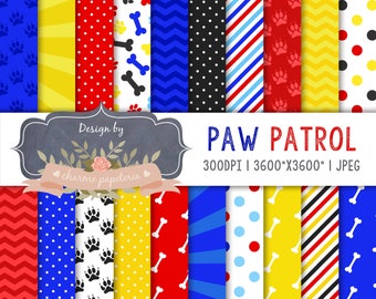 SALE digital paper Paw patrol, Kit de papeles digitales de la Patrulla Canina, Paw patrol birthday Instant download, paw patrol scrapbook