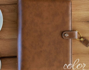 A5 Planner Binder, Walnut Brown Leather Binder Color Crush Planner, Ring Binder, Notebook Journal, Planner Organizer, Webster's Pages Binder