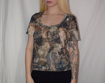 Vintage 90's Face Short Sleeve T-Shirt Top Size S