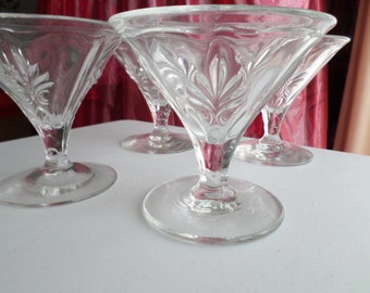 4 Fostoria Baroque Crystal Clear Sherbert Dishes