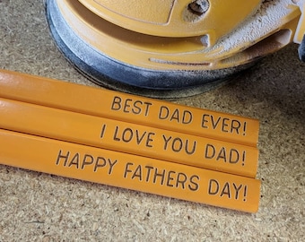 Fathers Day Carpenters Pencil Bundle Pack | Carpenters Construction Plumbers Tradesman Pencils | Unique Fathers Day Gift