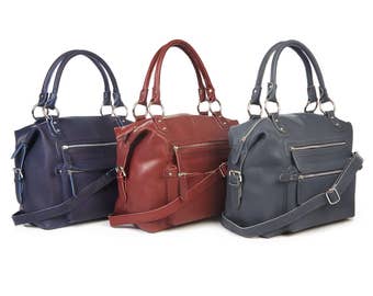 Leather Purse Handbag with Zipped Pockets