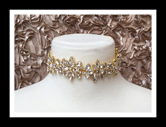 Gold Lage Rhinestone Choker #C104