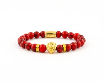 Lion Bracelet, gold lion, gemstones