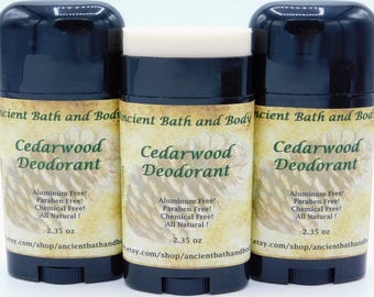 Cedarwood Deodorant, Aluminum Free Deodorant, Natural Deodorant, Chemical Free Deodorant, Artisan Deodorant
