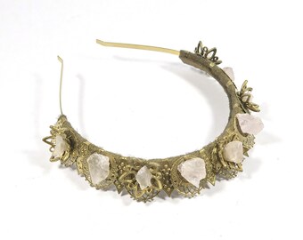 Juliette Gold Crown with Rose Quartz - by Loschy Designs
