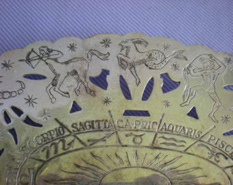 Silver Trivet, Hot Plate Trivet, Zodiac Trivet, Boho Trivet, Silver Hot Plate, Horoscope Hot Plate, Vintage Kitchen