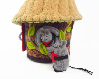 Mouse House, stuffed animal, toy mouse, Valentine mouse, Valentine gift, waldorf toy, waldorf animal, stuffed toy