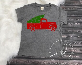 Christmas Shirt - Boys Christmas Shirt - Christmas Truck Shirt - Christmas Tree Truck Shirt - Christmas Tee Shirt - Truck Shirt