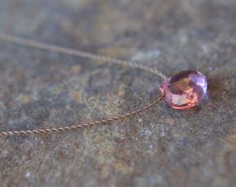 Pink Topaz Necklace Floating Pink Topaz Necklace