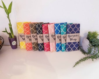 12 x 12 Beeswax Wrap reusable eco friendly food covers. Similar to Bee's Wrap. Quarterfoil Design