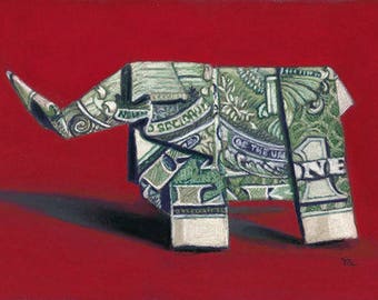 Origami Elephant painting