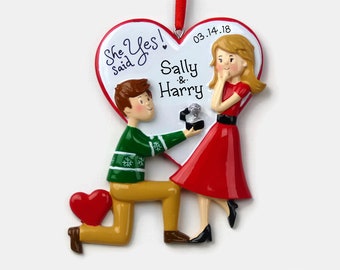 She said Yes! Personalized Ornament - Proposal - Hand Personalized Christmas Ornament