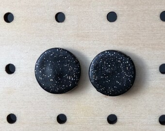 Black gold glitter polymer clay earrings