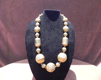 Vintage Jewelry African Ethiopian Ashanti Tribal Brass Statement Necklace
