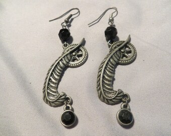 Steampunk Feather earrings
