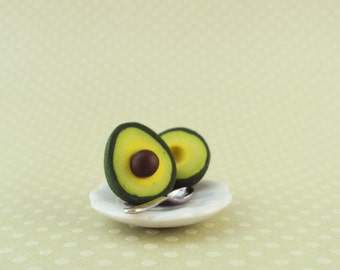 Avocado Earrings Polymer Clay Studs // Dessert Food Jewelry