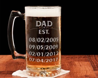 Personalized Beer Mug, Custom Beer Mug, Dad Beer Mug, Fathers Day Gift, Father Mug, Engraved Beer Mug, Beer Mug Dad, Personalized Beer
