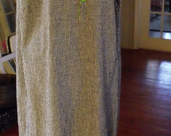 Black Check, Linen and Rayon Dress/ Size 16 Retro Dress-Jumper/ Shabbyfab Funwear