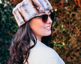 Grey Mottled Faux Fur Hat